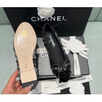 Best Product Chanel Classic Tweed Ballet Flat Black/White 325031