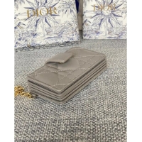 Good Product Dior Lady 5-Gusset Card Holder Wallet in Cannage Lambskin CD0206 Grey 2024