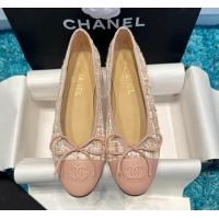 Popular Style Chanel Classic Tweed Ballet Flat Light Pink 325048