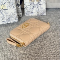 Good Taste Dior Caro Compact Zipped Wallet in Cannage Calfskin CD0215 Beige 2024