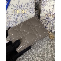 Good Taste Dior Small Lady Dior Voyageur Coin Purse in Patent Calfskin CD0220 Grey 2024