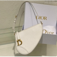 Top Quality Dior Saddle Shoulder Pouch in Goatskin CD0238 White 2024