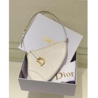 Top Quality Dior Saddle Shoulder Pouch in Goatskin CD0238 White 2024