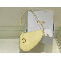 Top Grade Dior Saddle Shoulder Pouch in Goatskin CD0238 Yellow 2024