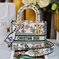 Good Product Dior Medium Lady D-Lite Bag in Toile de Jouy Mexico Embroidery CD1801 White Multicolor 2024