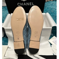 Grade Quality Chanel Classic Quilted Leather Ballet Flat Light Blue 325033