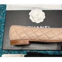 Luxurious Chanel Classic Quilted Leather Ballet Flat Nude 325034