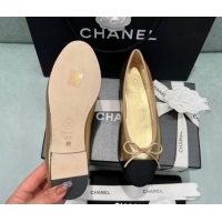 Buy Luxury Chanel Classic Metallic Leather Ballet Flat Gold 325045