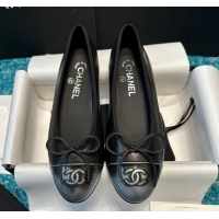 Good Quality Chanel Classic Faded Leather Ballet Flat Black 325044