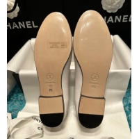 Unique Style Chanel Classic Calfskin Leather Ballet Flat White/Black 325041