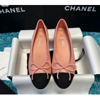 Best Product Chanel Classic Calfskin Leather Ballet Flat Peachy Pink 0325043