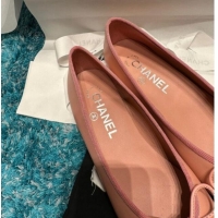 Best Product Chanel Classic Calfskin Leather Ballet Flat Peachy Pink 0325043