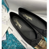 Durable Chanel Classic Grosgrain Ballet Flat Black/Gold 325054