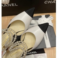 Most Popular Chanel Lambskin Heeled Pearl Slingback Pumps 9cm G37532 White 325063