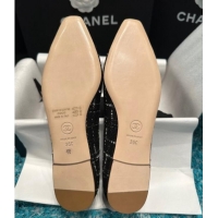 Sumptuous Chanel Tweed Camellia Bloom Ballet Flat Black 0325070