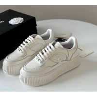 Fashion Chanel Calfskin Platform Sneakers White 325080