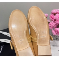 Shop Duplicate Chanel Cotton & Silk Mary Janes G45503 Light Brown 041706