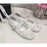 Purchase Chanel Cotton & Silk Mary Janes G45503 White 041707