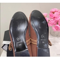 Popular Style Chanel Cotton & Silk Mary Janes G45503 Brown 041709