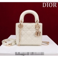 Inexpensive Dior Mini Lady Dior Bag in Patent Cannage Leather M0505 White 2024