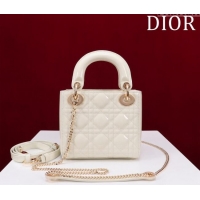 Inexpensive Dior Mini Lady Dior Bag in Patent Cannage Leather M0505 White 2024