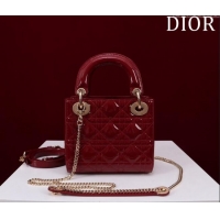 Best Product Dior Mini Lady Dior Bag in Patent Cannage Leather M0505 Red 2024