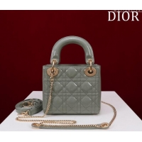 Super Quality Dior Mini Lady Dior Bag in Patent Cannage Leather M0505 Grey 2024