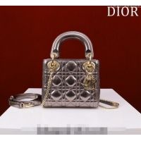 Super Quality Dior Mini Lady Dior Bag in Metallic Cannage Leather M0505 Bronze 2024