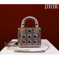 Super Quality Dior Mini Lady Dior Bag in Metallic Cannage Leather M0505 Bronze 2024