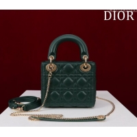 New Design Dior Mini Lady Dior Bag in Cannage Lambskin M0505 Green 2024