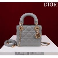 Low Price Dior Mini Lady Dior Bag in Cannage Lambskin M0505 Grey/Gold 2024