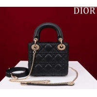 Fashion Discount Dior Mini Lady Dior Bag in Cannage Lambskin M0505 Black 2024