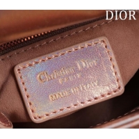 Classic Grade Dior Mini Lady Dior Bag in Iridescent Metallic Cannage Leather M0505 Rose 2024