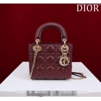 Trendy Design Dior Mini Lady Dior Bag in Cannage Lambskin M0505 Burgundy 2024