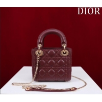 Trendy Design Dior Mini Lady Dior Bag in Cannage Lambskin M0505 Burgundy 2024