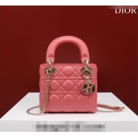 Super Quality Dior Mini Lady Dior Bag in Cannage Lambskin M0505 Pink 2024