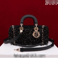 Grade Design Dior Small Lady D-Joy Bag with Beads and Crystals CD9079 Black 2024