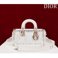 Top Quality Dior Small Lady D-Joy Bag with Beads and Crystals CD9079 White 2024