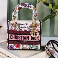 Well Crafted Dior Mini Lady D-Lite Bag in Multicolor Florilegio Embroidery CD2807 White 2024