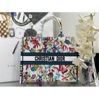 Grade Design Dior Large Book Tote Bag in Multicolor Toile de Jouy Fantastica Embroidery CD2067 White 2024