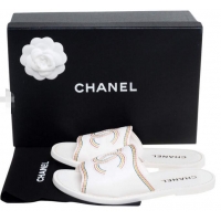 ​Top Quality Chanel  Leather CC Logo Slides/Mules CH8741 White