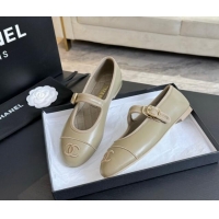 Unique Style Chanel Lambskin Mary Janes G45503 Beige 041716