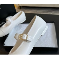 Good Quality Chanel Lambskin Mary Janes G45503 White 041717