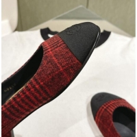 Good Looking Chanel Fabric Mary Janes Red/Black 041812