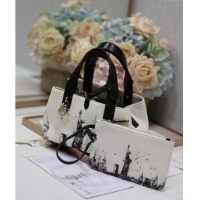 Promotional Dior Small Toujours Tote bag in Printed Canvas CD2072 White/Black 2024