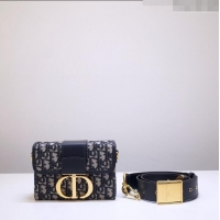 Shop Grade Dior 30 Montaigne Mini Box Shoulder Bag in Dior Oblique Jacquard CD0328 Blue 2024