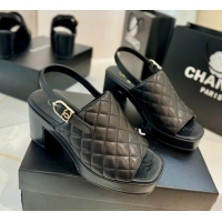 Cheap Price Chanel Lambskin Platform Sandals G45567 Black 042214