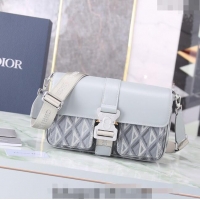 New Fashion Dior Men's Hit the Road Bag with Strap in CD Diamond Canvas and Calfskin CD5066 Light Grey 2024