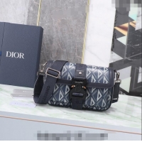 Luxury Cheap Dior Men's Hit the Road Bag with Strap in CD Diamond Canvas CD5075 Blue 2024