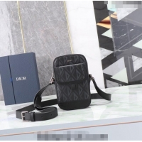 Top Quality Dior Men's Hit the Road Mini Crossbody Bag in CD Diamond Canvas CD5076 Black 2024